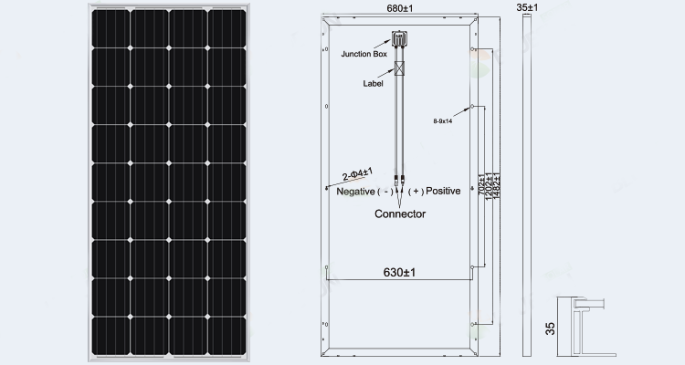 12volt 100w mono solar panel